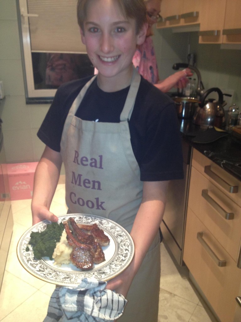 Max and his finished dish. Yum! 