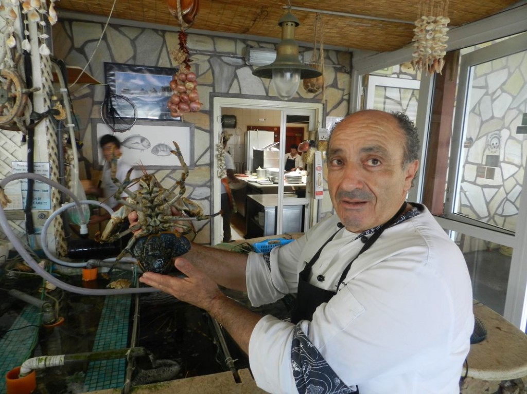 our Chef at Torre Saracena preparing lobster for our lunch 