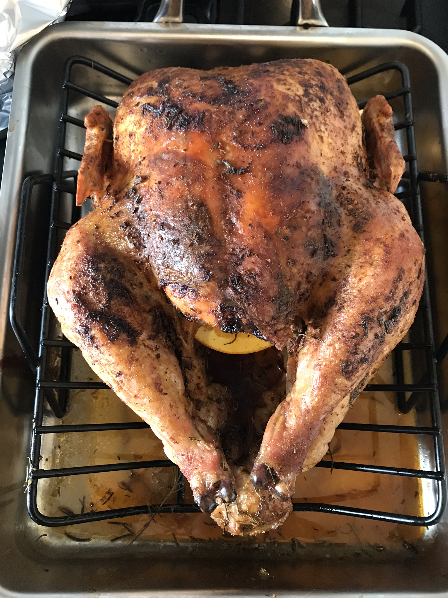Dry Brined Roasted Turkey Out of the Oven_Pamela Morgan_Flirting with Flavors